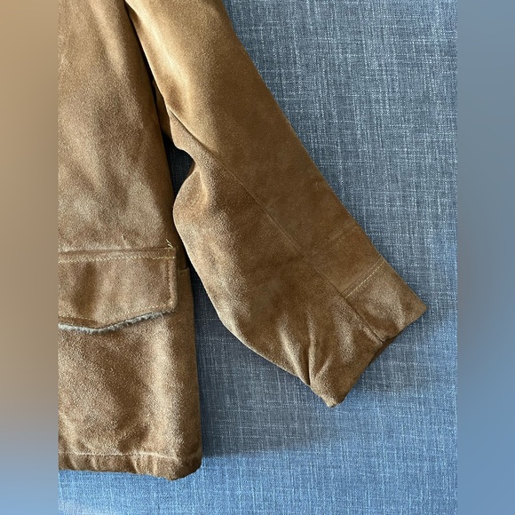 Vintage 1970s Sears The Leather Shop Suede & Sherpa Cattleman Coat Jacket Sz 42 - Picture 4 of 11